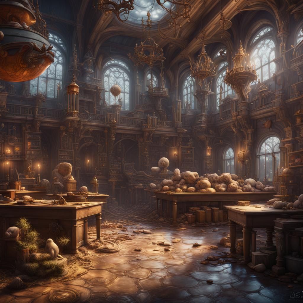 Fantastical School of Obesity in Detailed Matte Painting