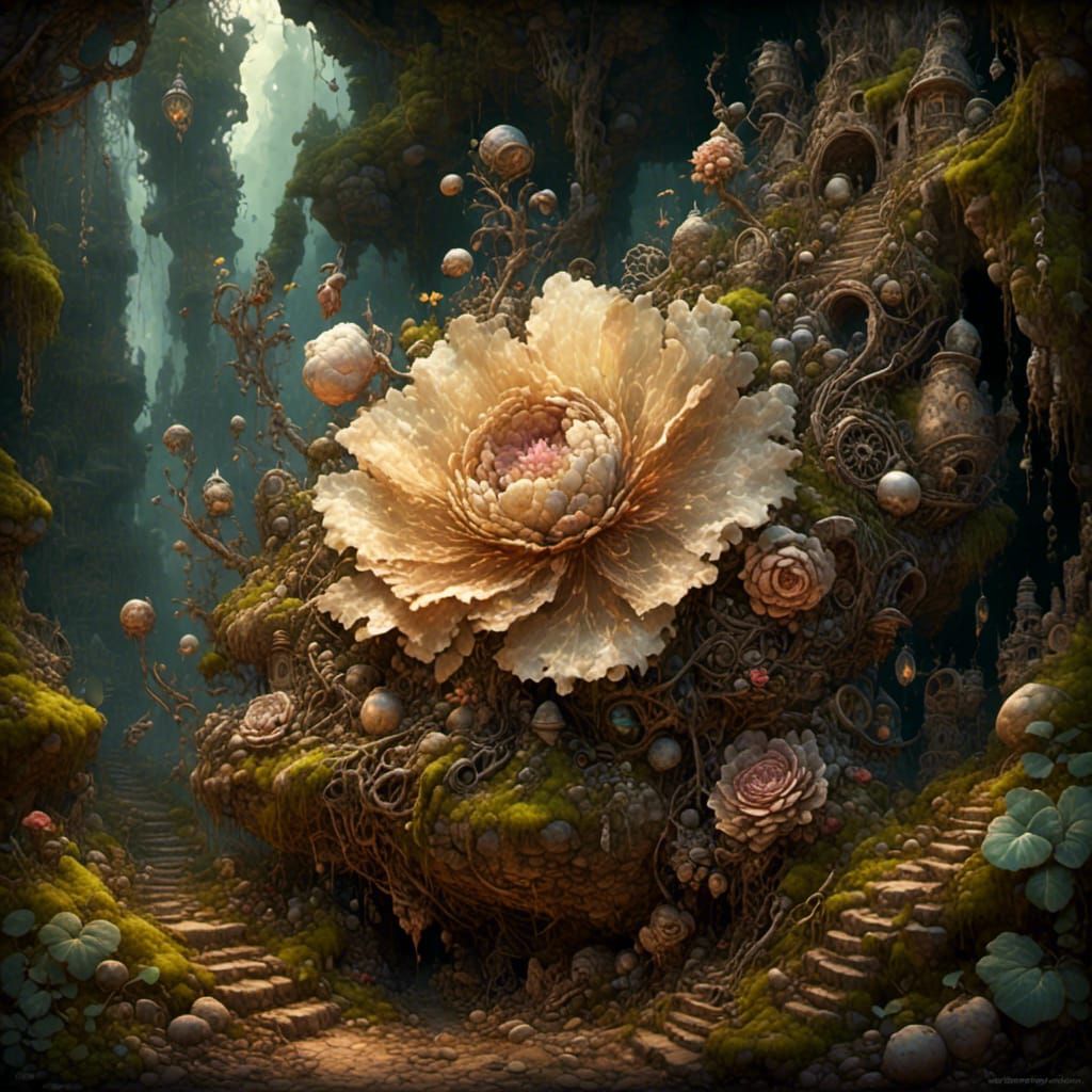 Ruffled flower in the forest. Filigree,whispy, delicate. Mac...