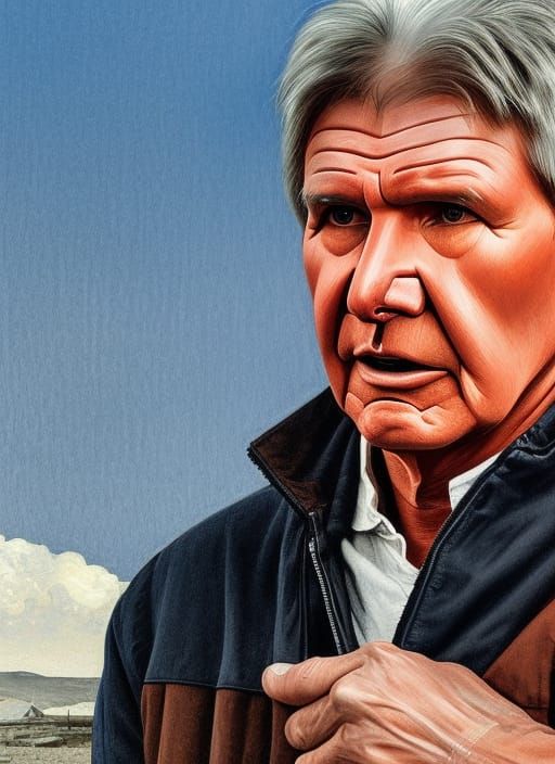 Weary Han Solo Portrait in Colored Pencil Style