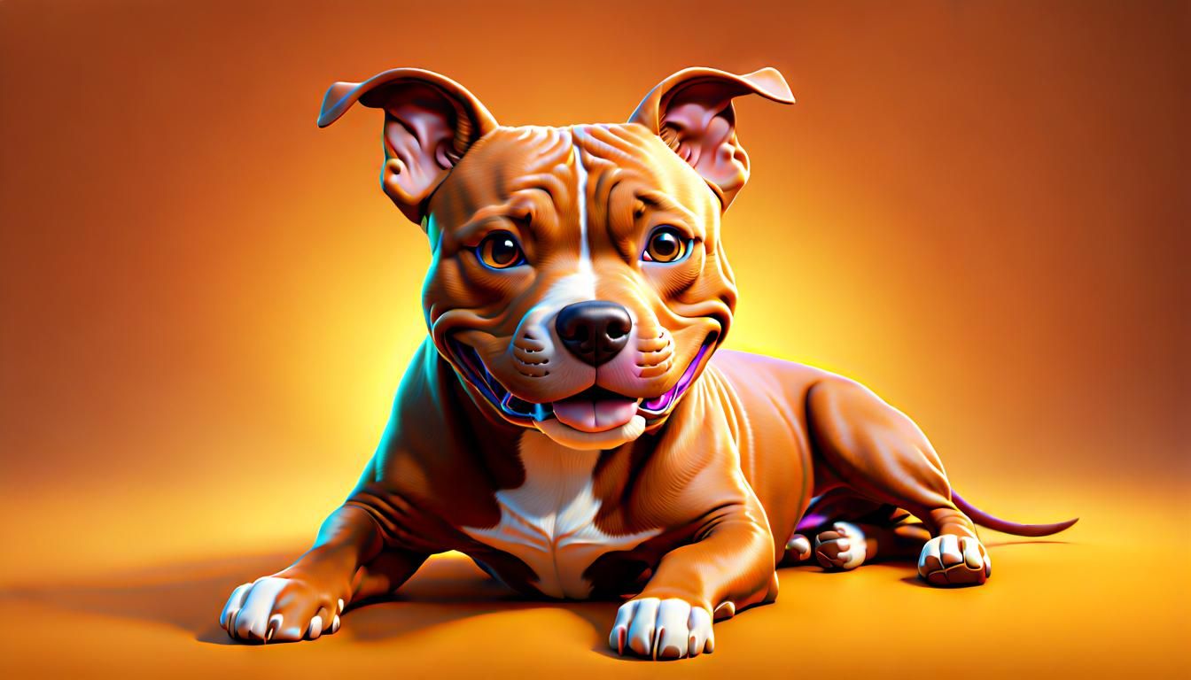 Smiling Pitbull Terrier in Pixar-style 3D Art