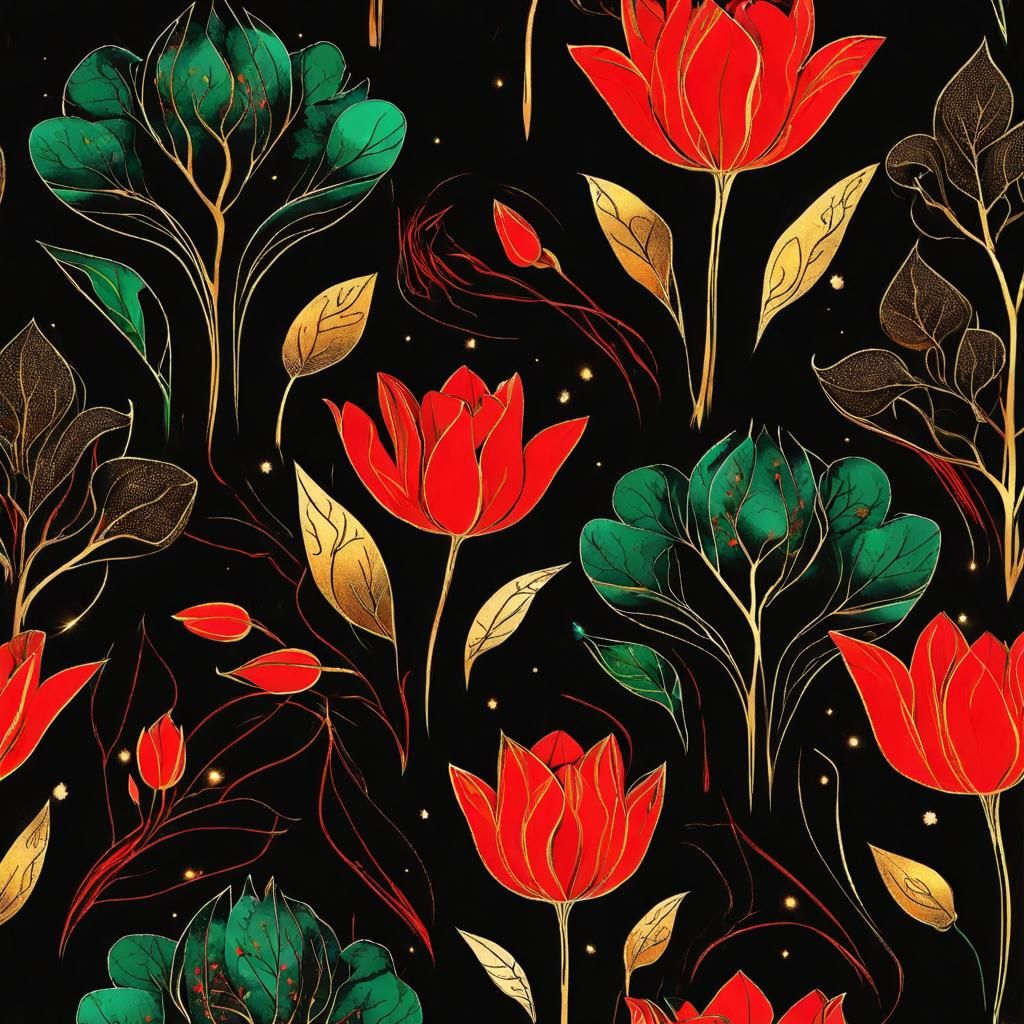 Autumn and Spring Trees in Palekh Style