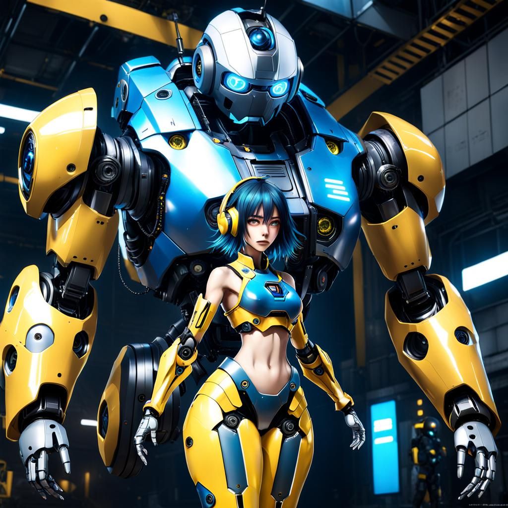 Girl Pilot Controls Giant Robot Suit in Cyberpunk Style