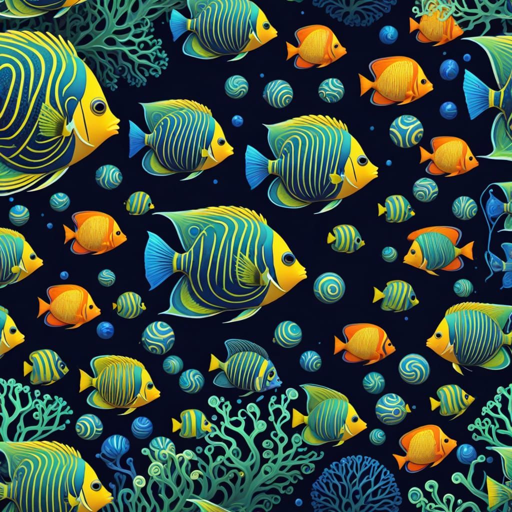 Vivid Psychedelic Butterflyfish Amidst Abstract Coral Reef