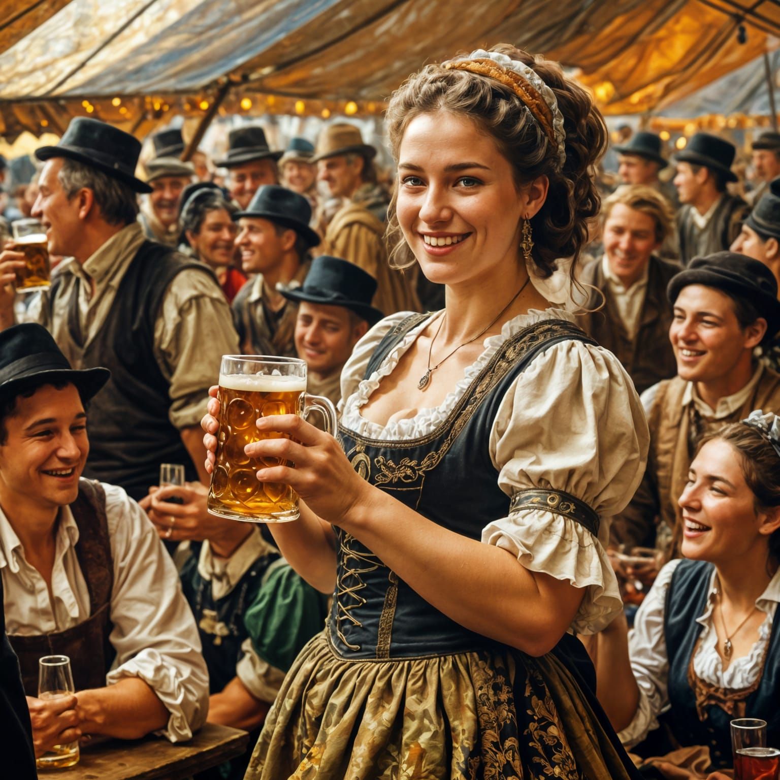 Oktoberfest Scene as Oil Painting