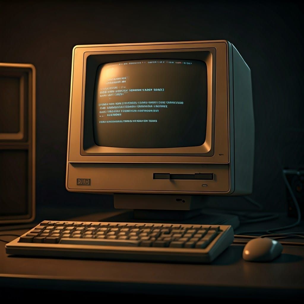 Vintage IBM Computer in Hyperrealistic 80s Style