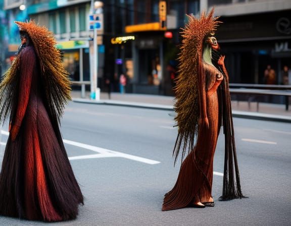 Sunset Human-Vine Hybrid in Street Photography Style