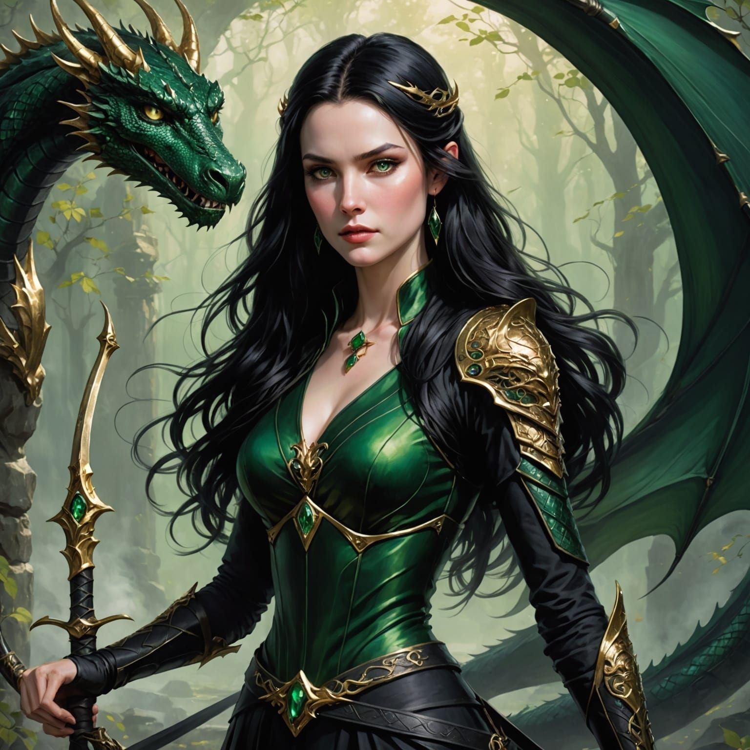 Mysterious Archer Woman with Glowing Eyes in Fantasy Art Sty...