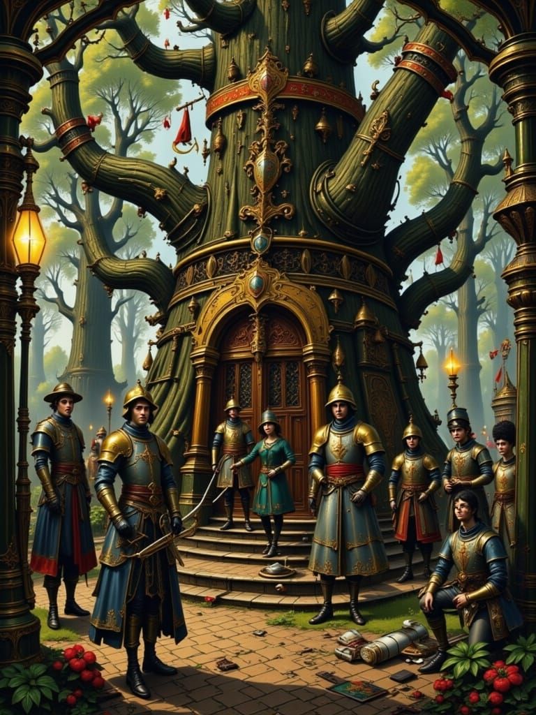 1920s Jazz Club Inside Ancient Tree, Surreal Art Deco Style