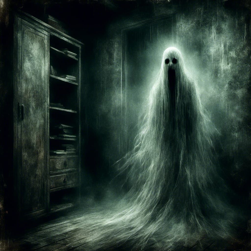 Terrifying Ghostly Spirit in Dark Gothic Closet