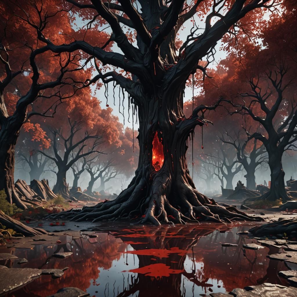 Melting Trees in Blood: A Horrific Unreal Engine Scene