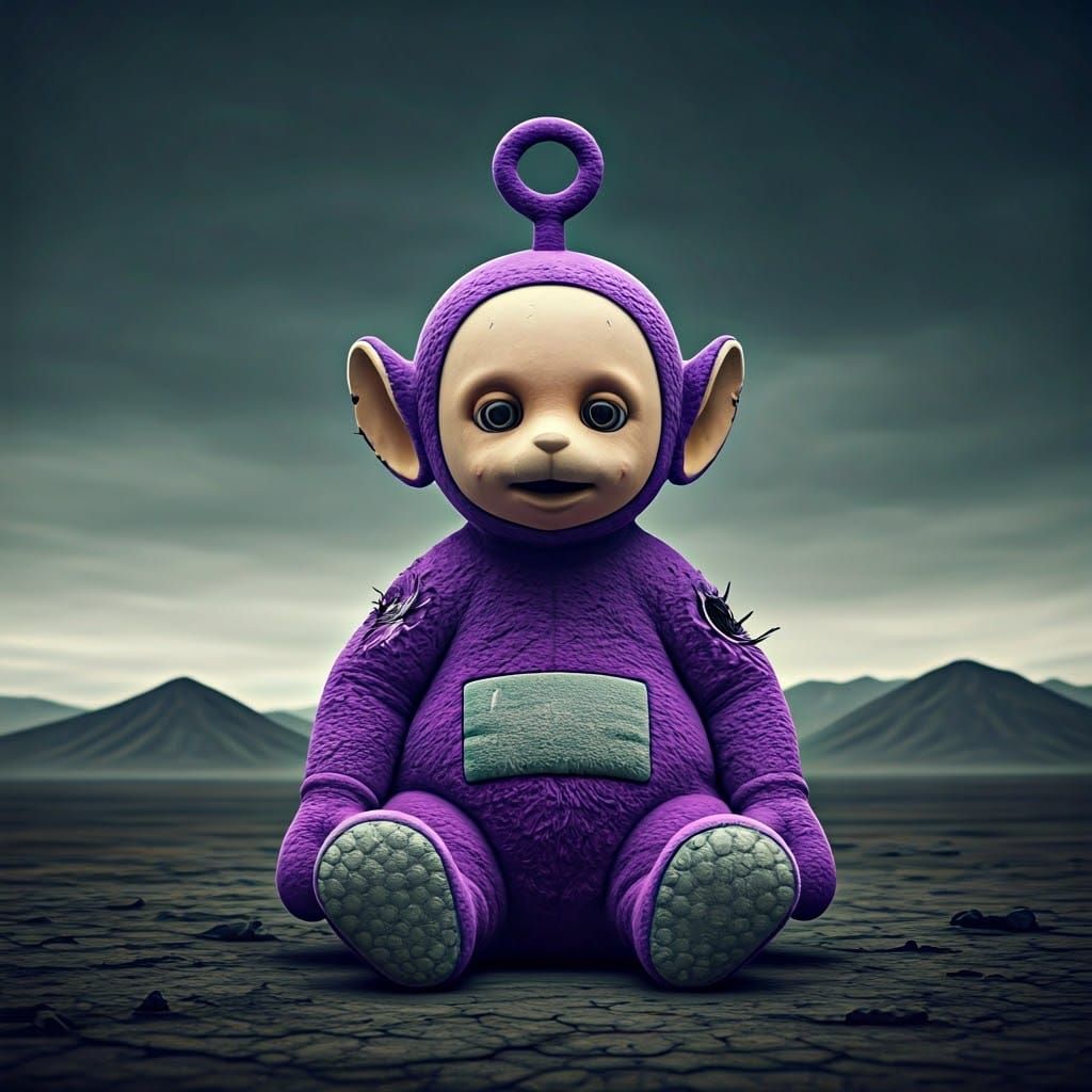 Tattered Teletubby in Desolate Apocalypse