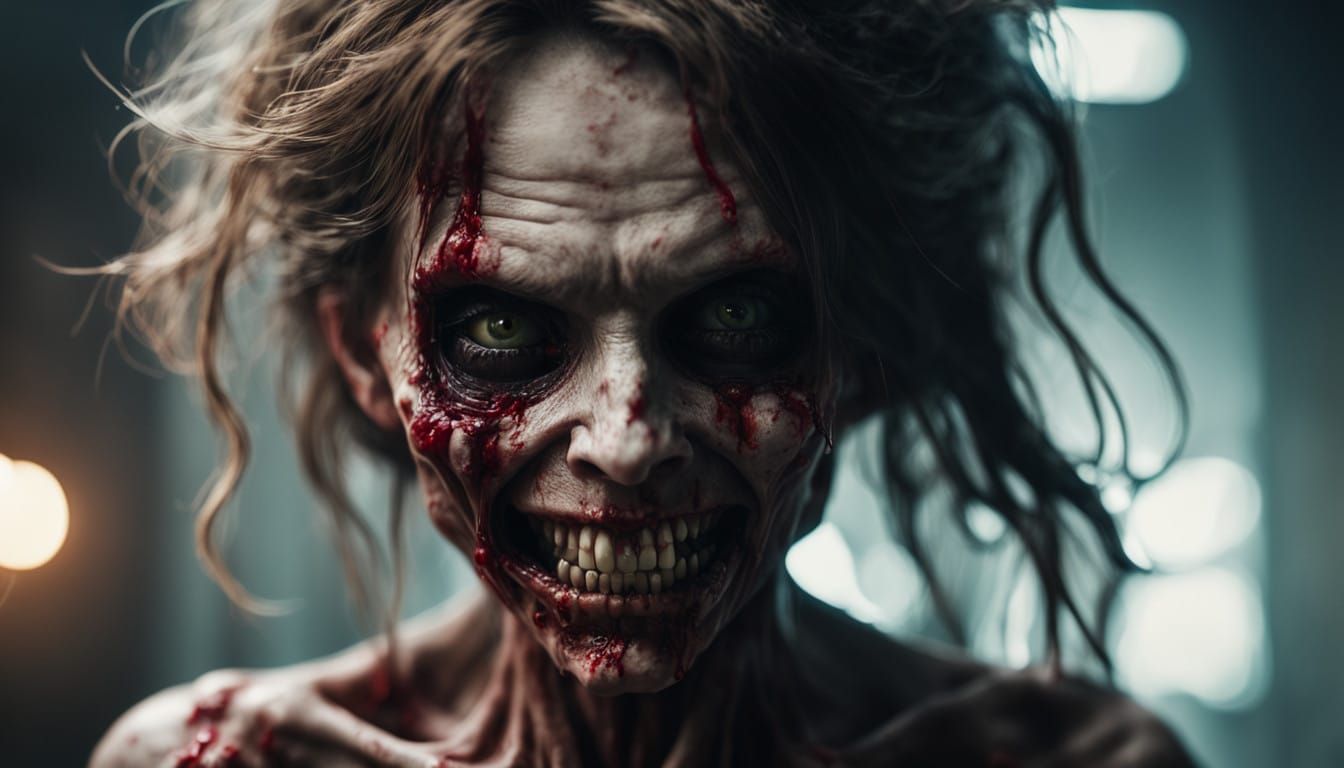 Grotesque Undead Woman in Agony, Dark Fantasy Portrait