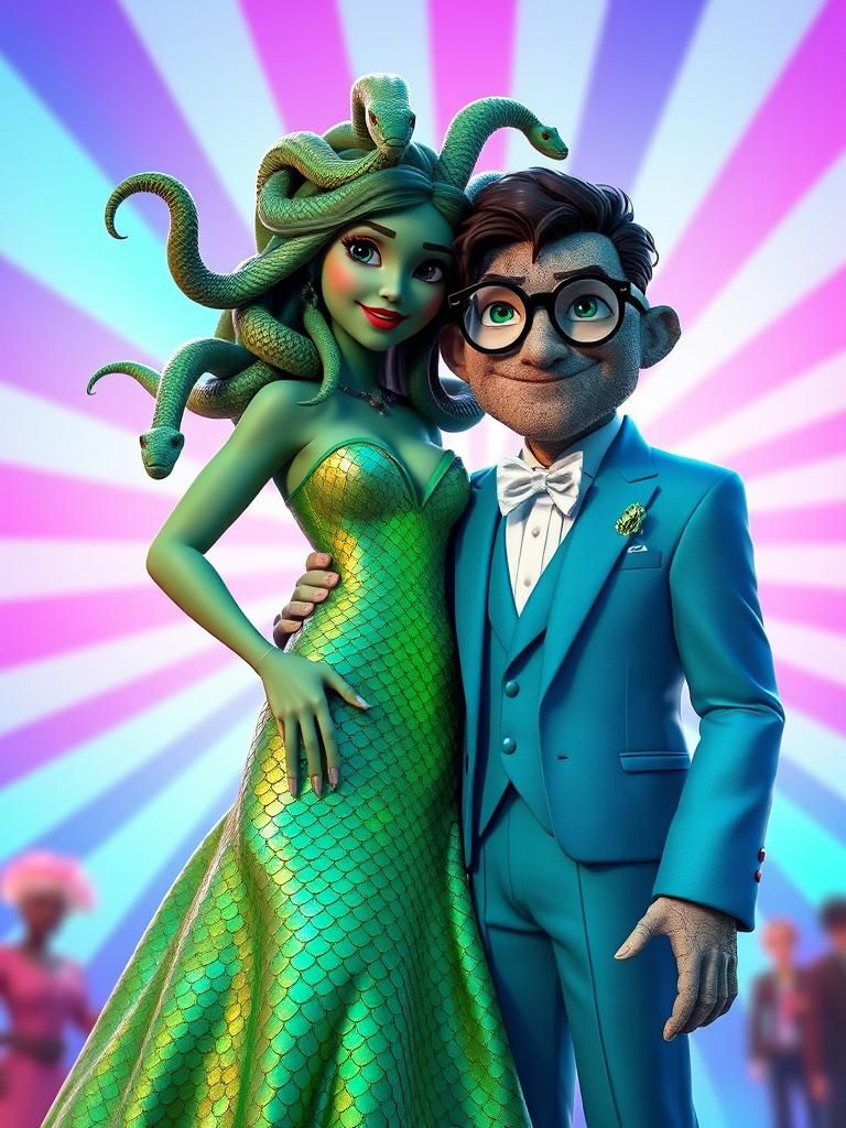 Medusa and Rock Golem at High School Prom