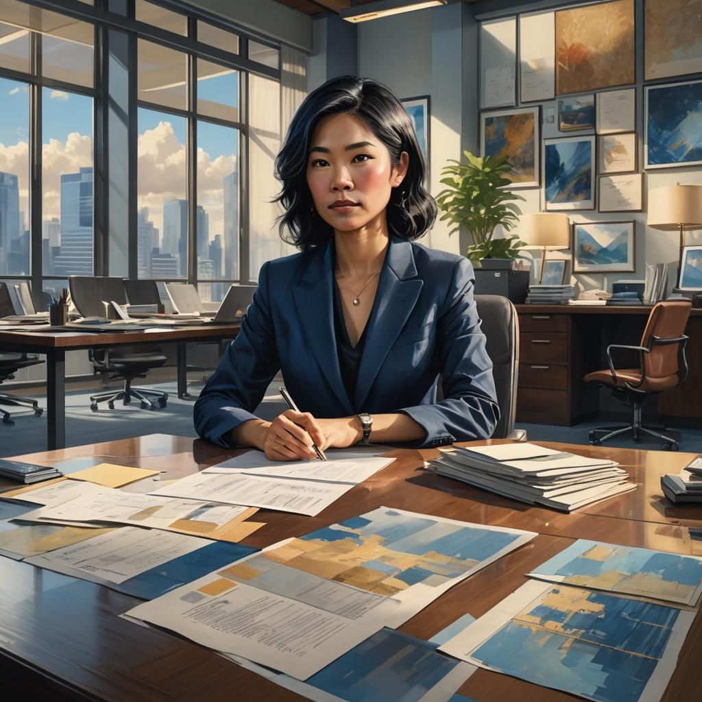 Businesswoman in Modern Office: Concept Art