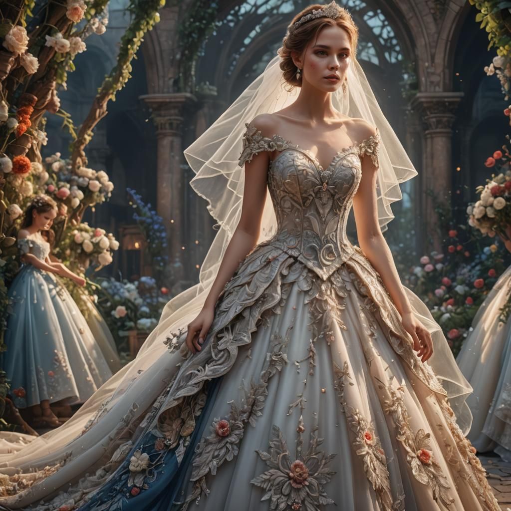 Fantastical Wedding Dress with Sheer Bodice in 8K