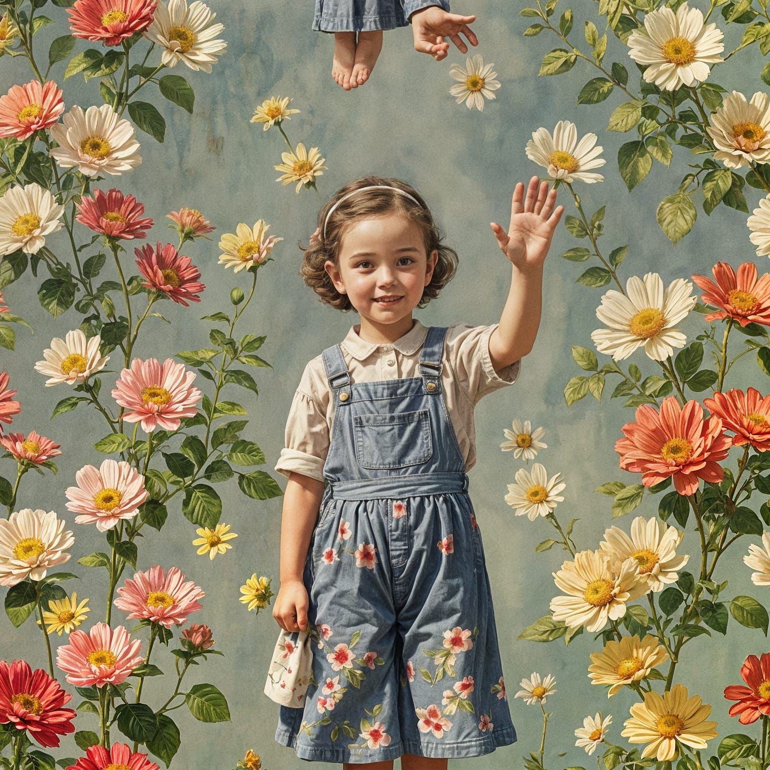 Children Counting Fingers in Watercolor Style