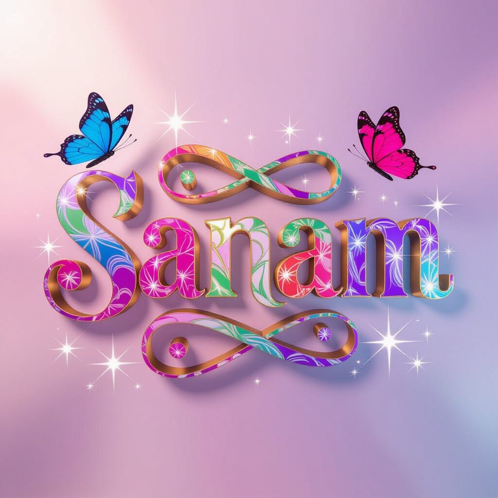 Whimsical 3D Render of the Name Sanam