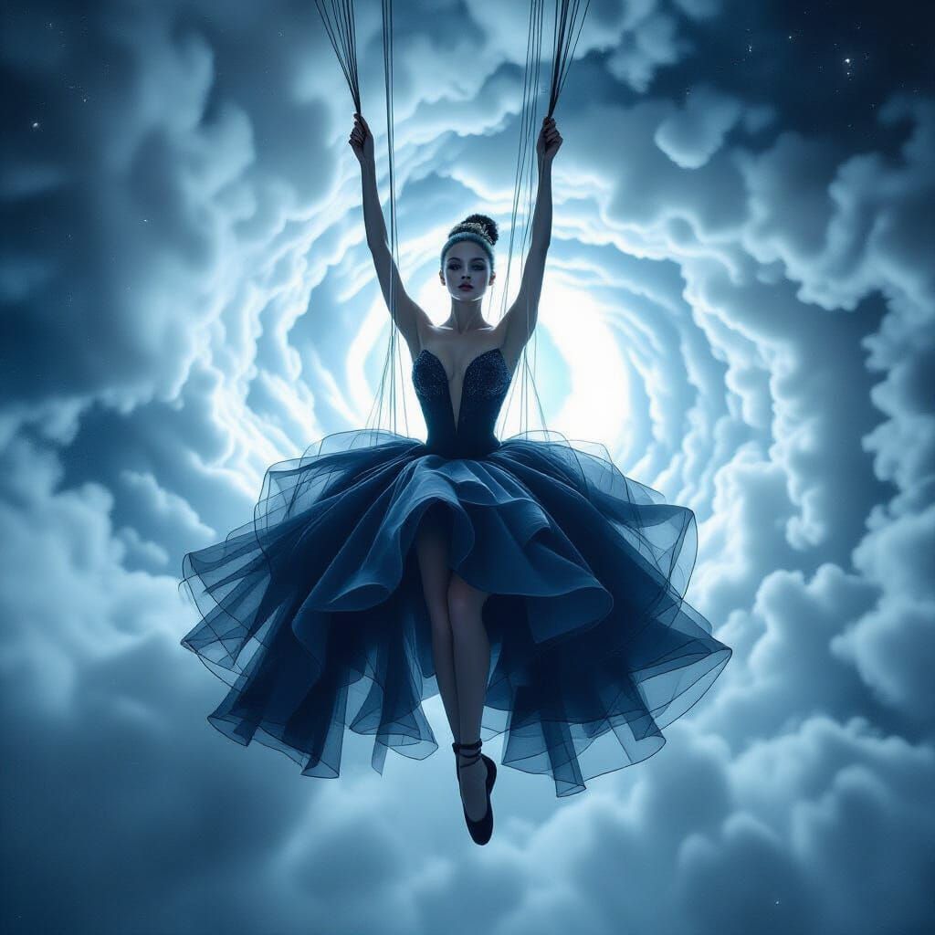 Ballerina in Cosmic Vortex Fashion Editorial
