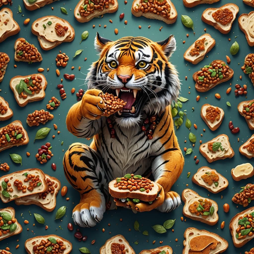 Happy Tiger Eats Beans on Toast: Matte Painting