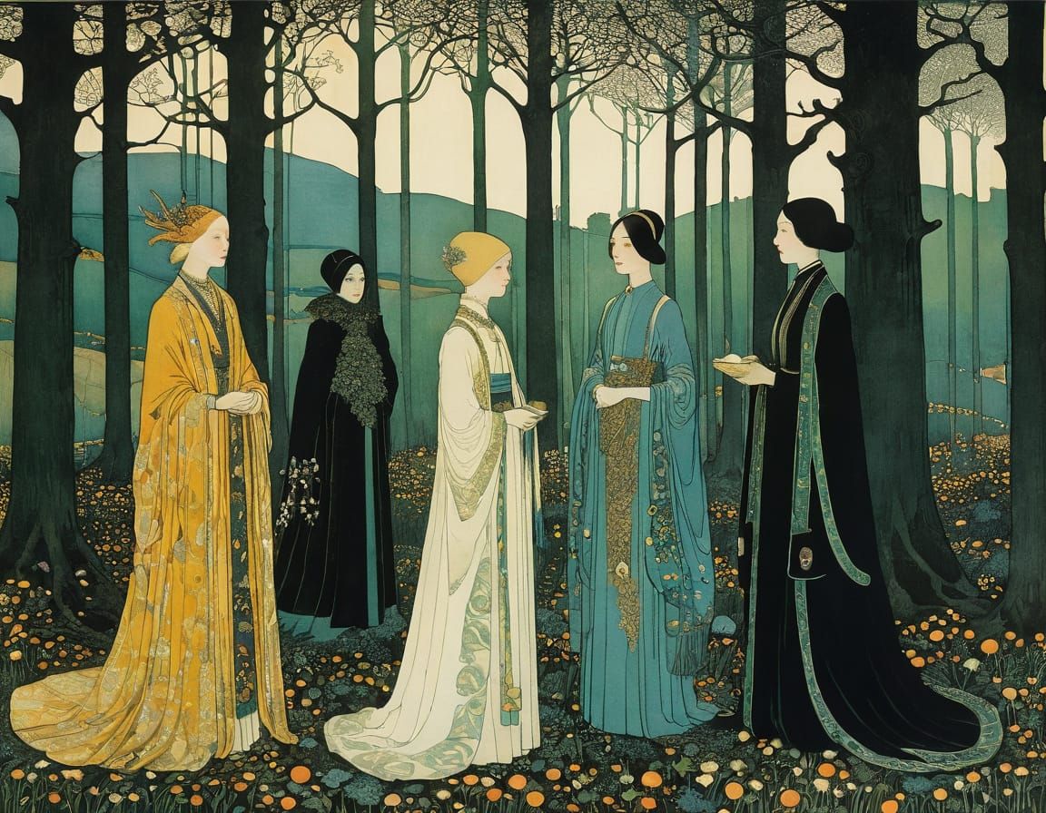 Spooky Christmas Ghosts Amidst Detailed Forest Decor