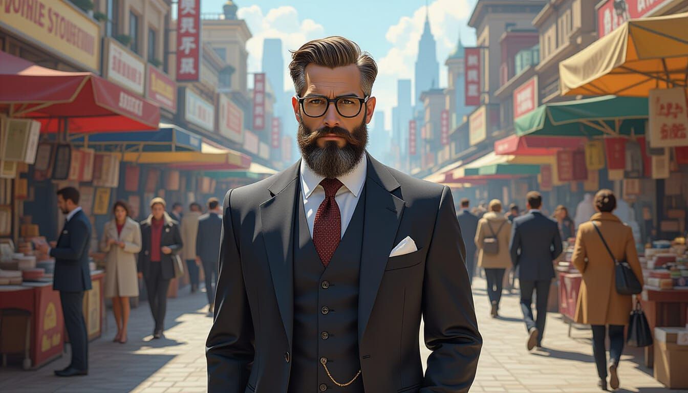 Man in Market, Cyberpunk Style