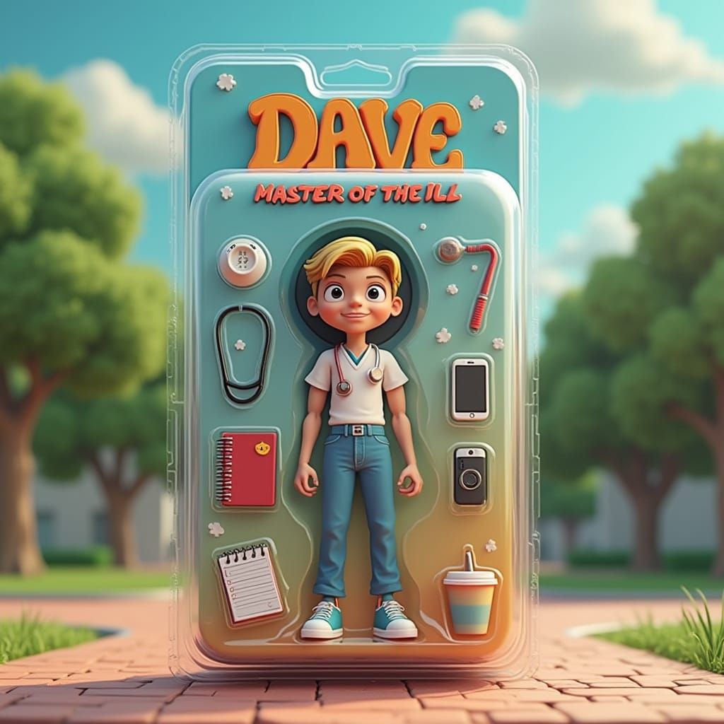 Hyper-Realistic Toy Action Figure in Vibrant Hospital-Themed...