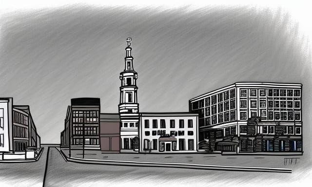 Pencil Sketch of Downtown Portland Maine