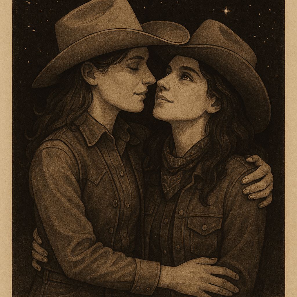 Cowgirl Couple in Love: A Vintage-Style Portrait