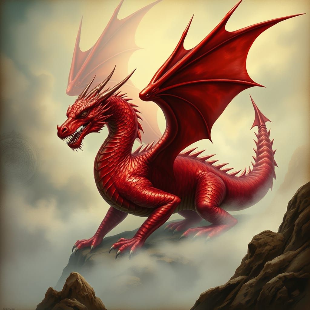 Majestic Celtic Red Dragon in Mythic Splendor
