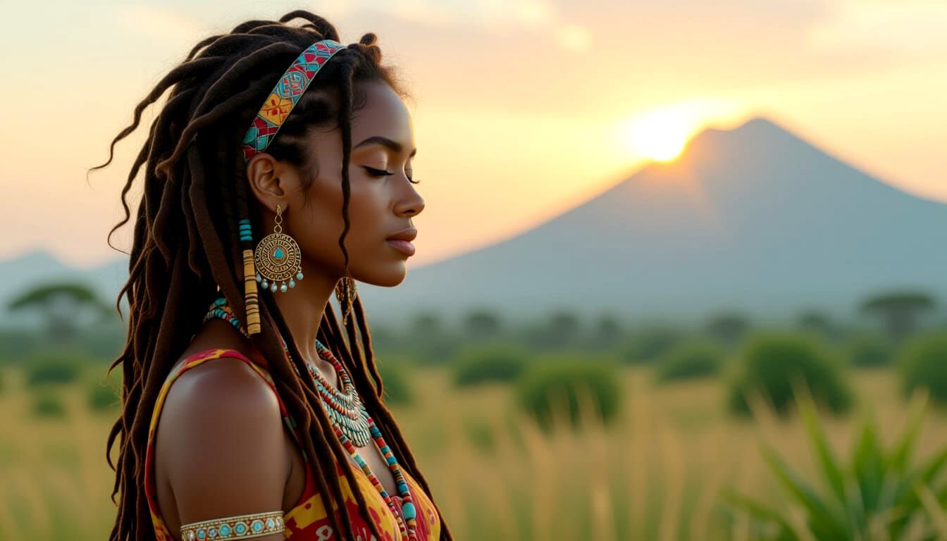 Vibrant Watercolor Illustration of Woman with Adornments