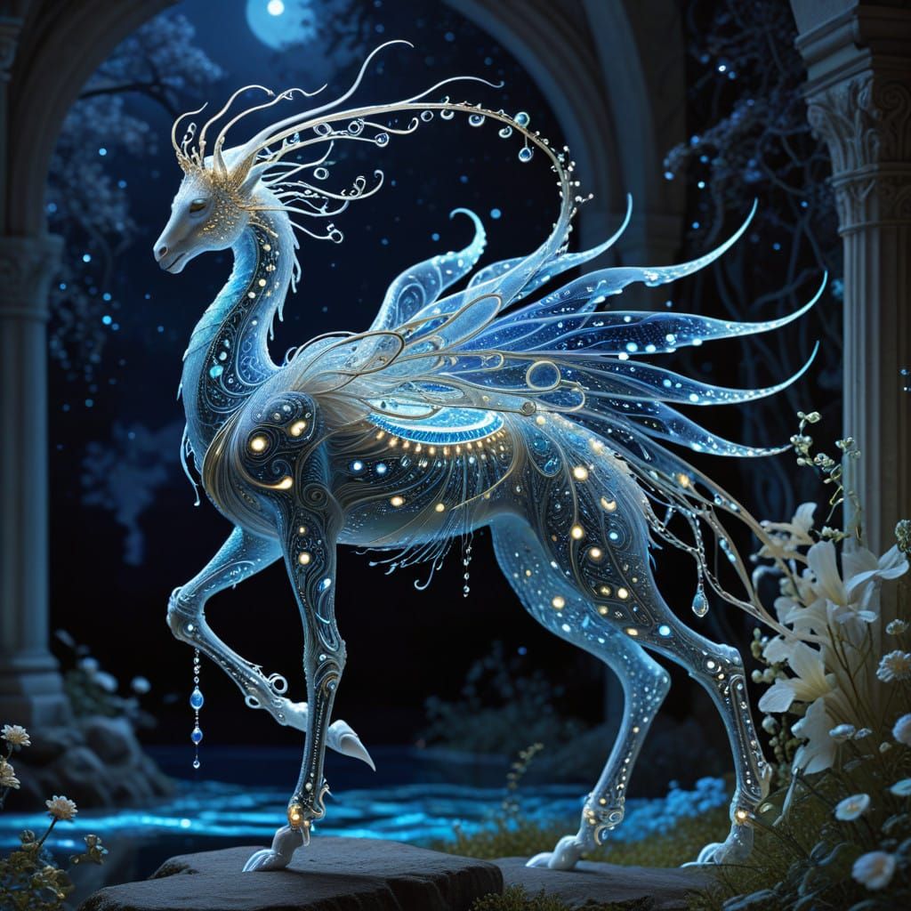 Fabled Bioluminescent Creature in a Surreal Style