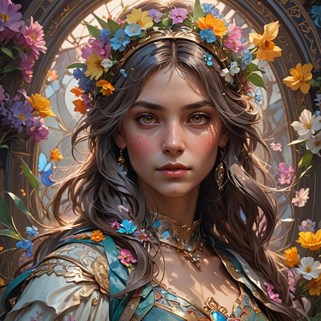 Hyperdetailed Easter Portrait in Art Nouveau Style