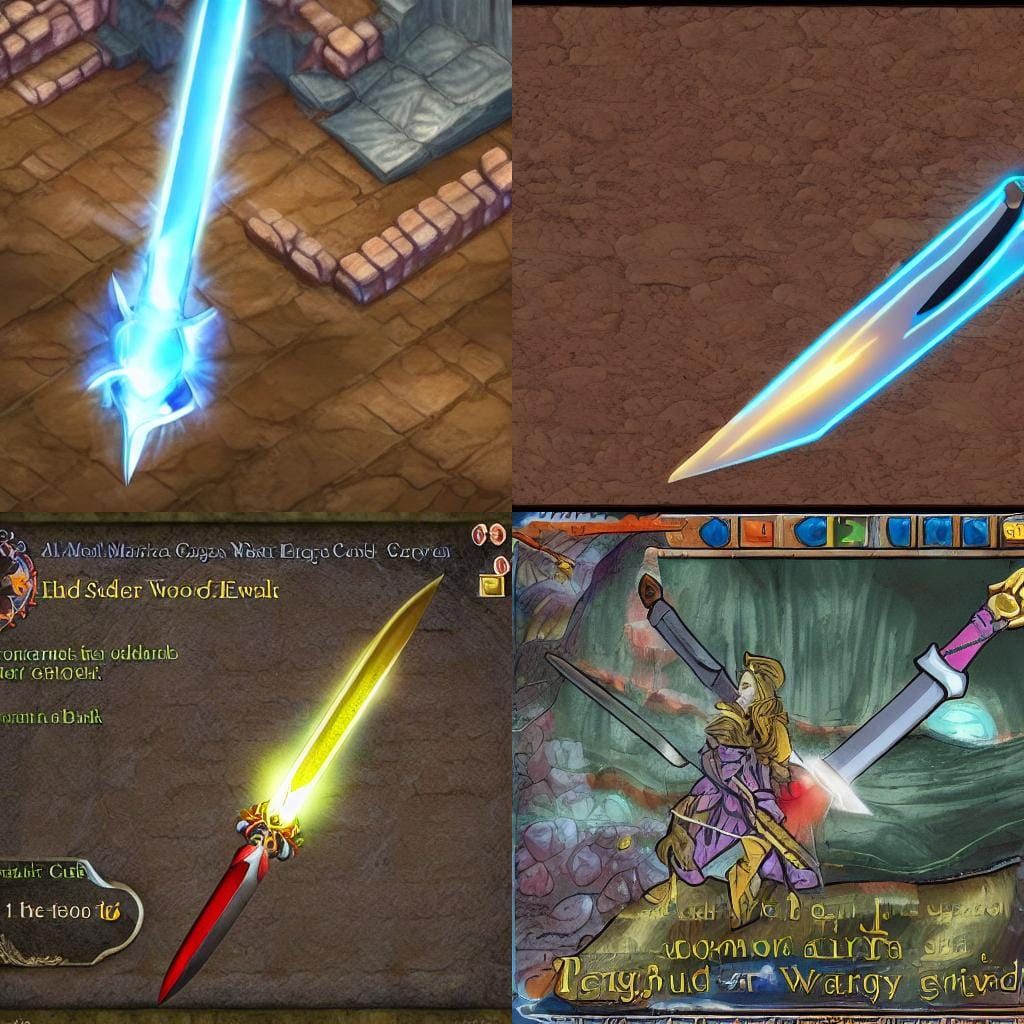 Magical Energy Sword in Cavernous Landscape