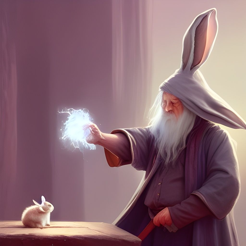 Gandalf and Bunny Wizards Drinking Tea