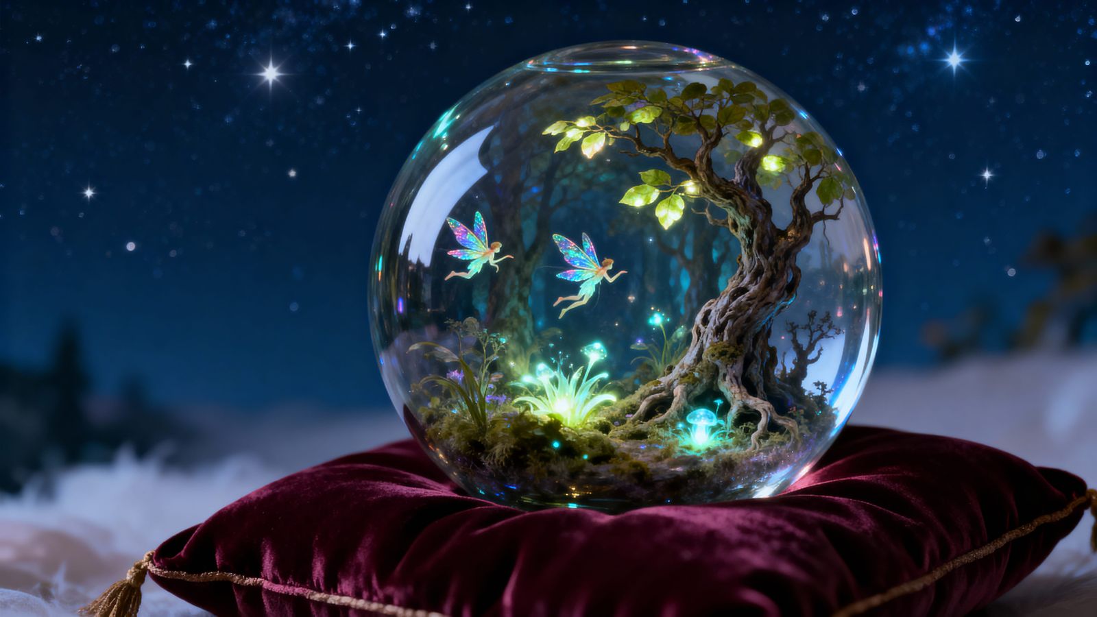 Enchanted Forest World in Glass Sphere