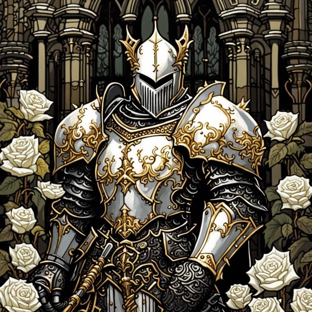 High Gothic Paladin in Ornate Knight Armor