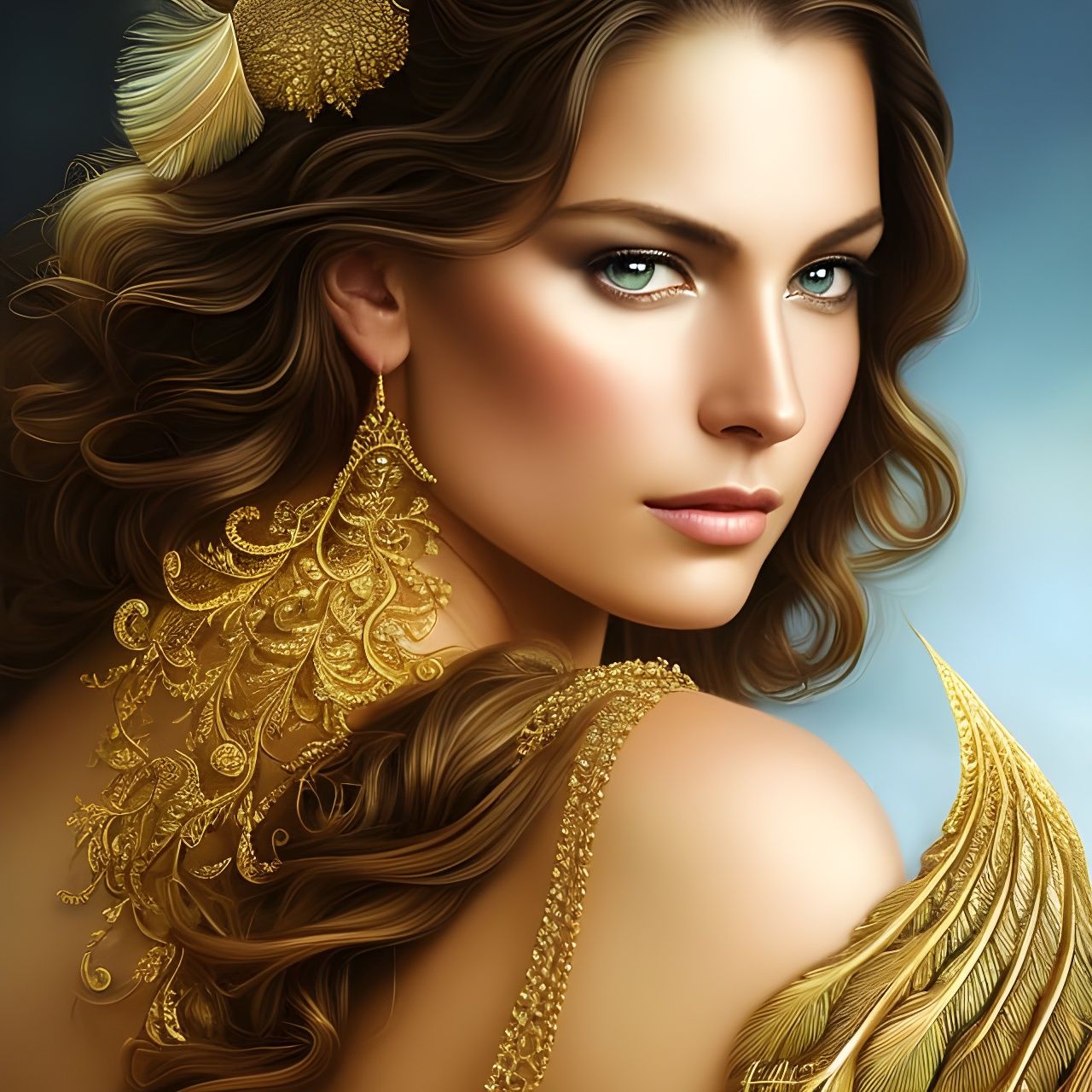 Golden South American Beauty: Fantasy Portrait