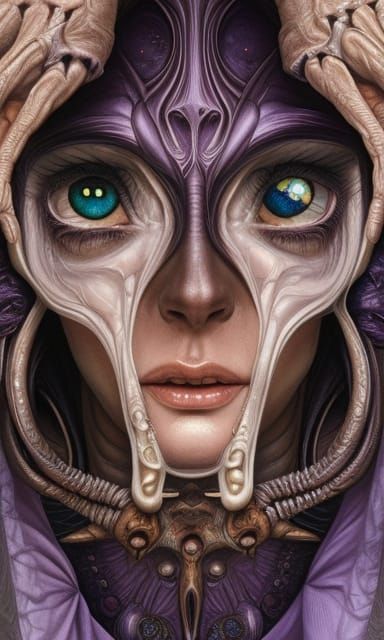 Alien Woman Selfie with Symmetrical Features