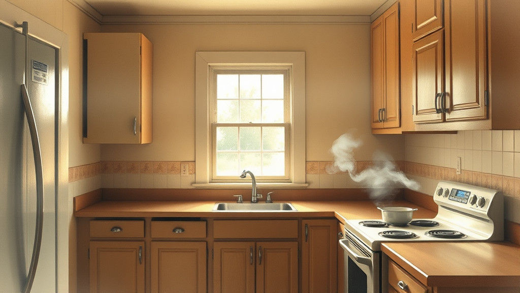 Cozy Kitchen in Nostalgic Watercolor Style