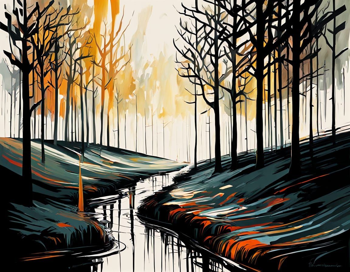 Figure Destroys Future in Dark Surrealist Art