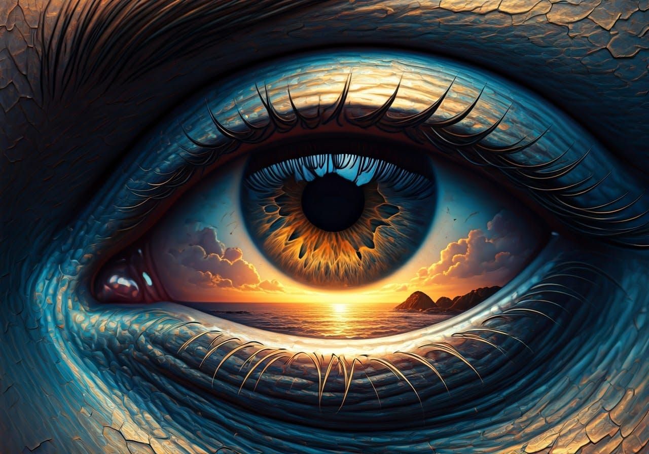 Ethereal Eye Pierces Sunset Horizon