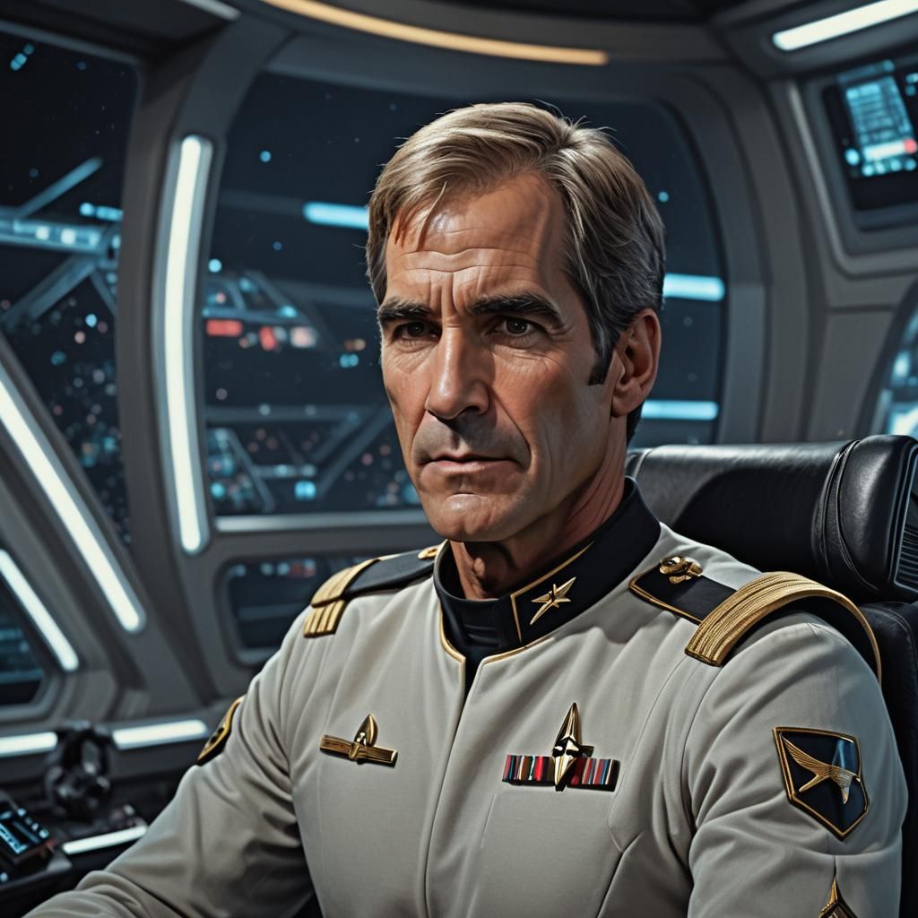 Captain Archer Portrait on Enterprise Bridge in Sci-Fi Style