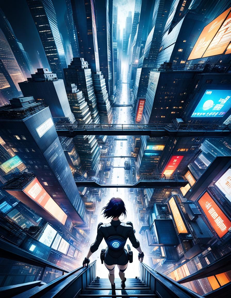 Cyborg Cityscape: Ghost in the Shell Inspired Art