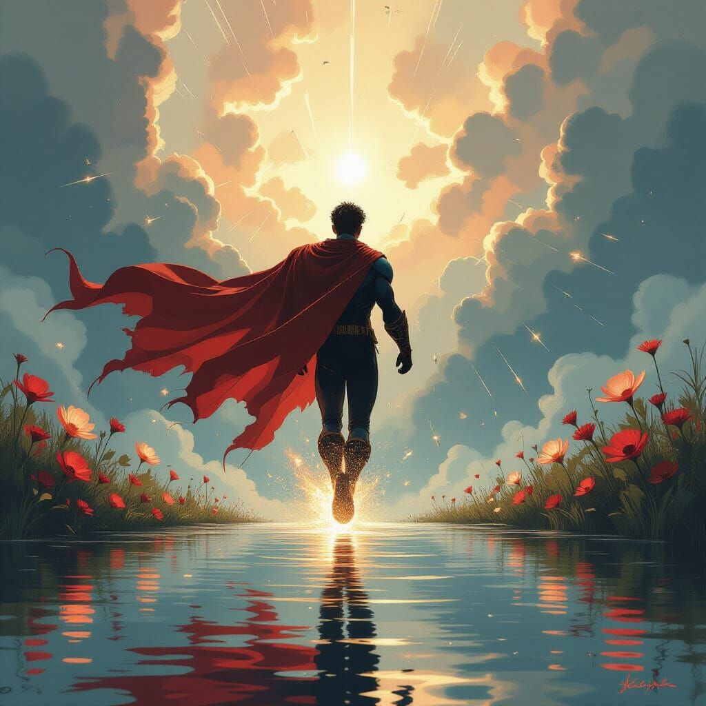 Hero's Descent into Dreamscape: Abstract Impressionism