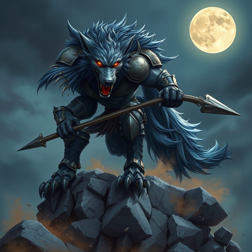 Moonlit Wolf Warrior in Armor