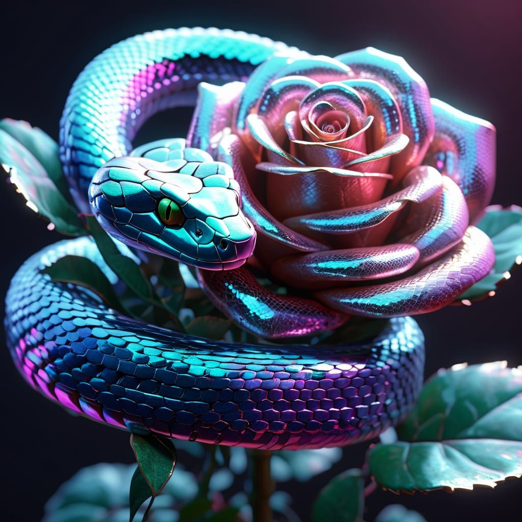 Epic 3D Game Cinematic: Pearlescent Snake Adorns Iridescent ...