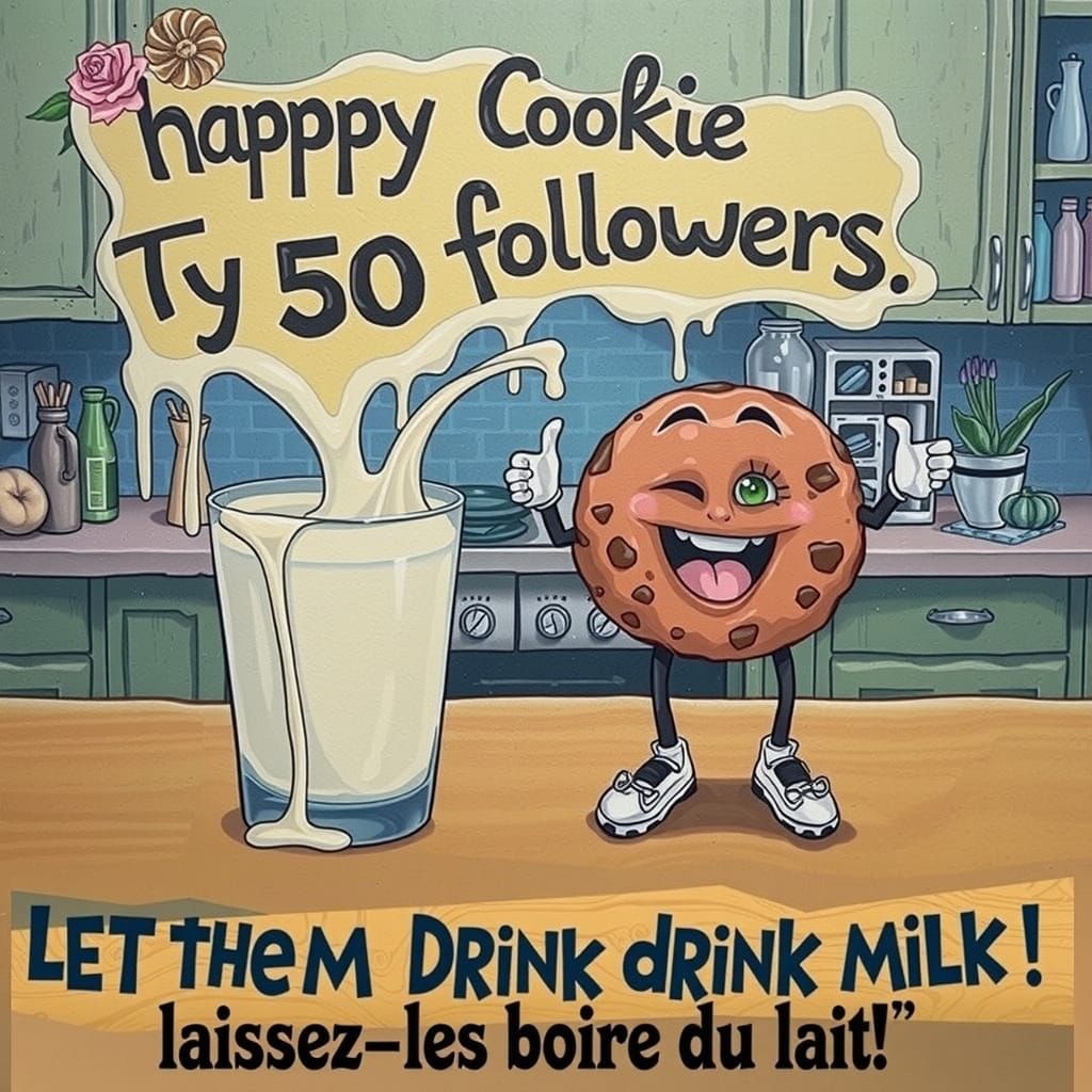 Celebratory Milk Splash in Cozy Kitchen Scene