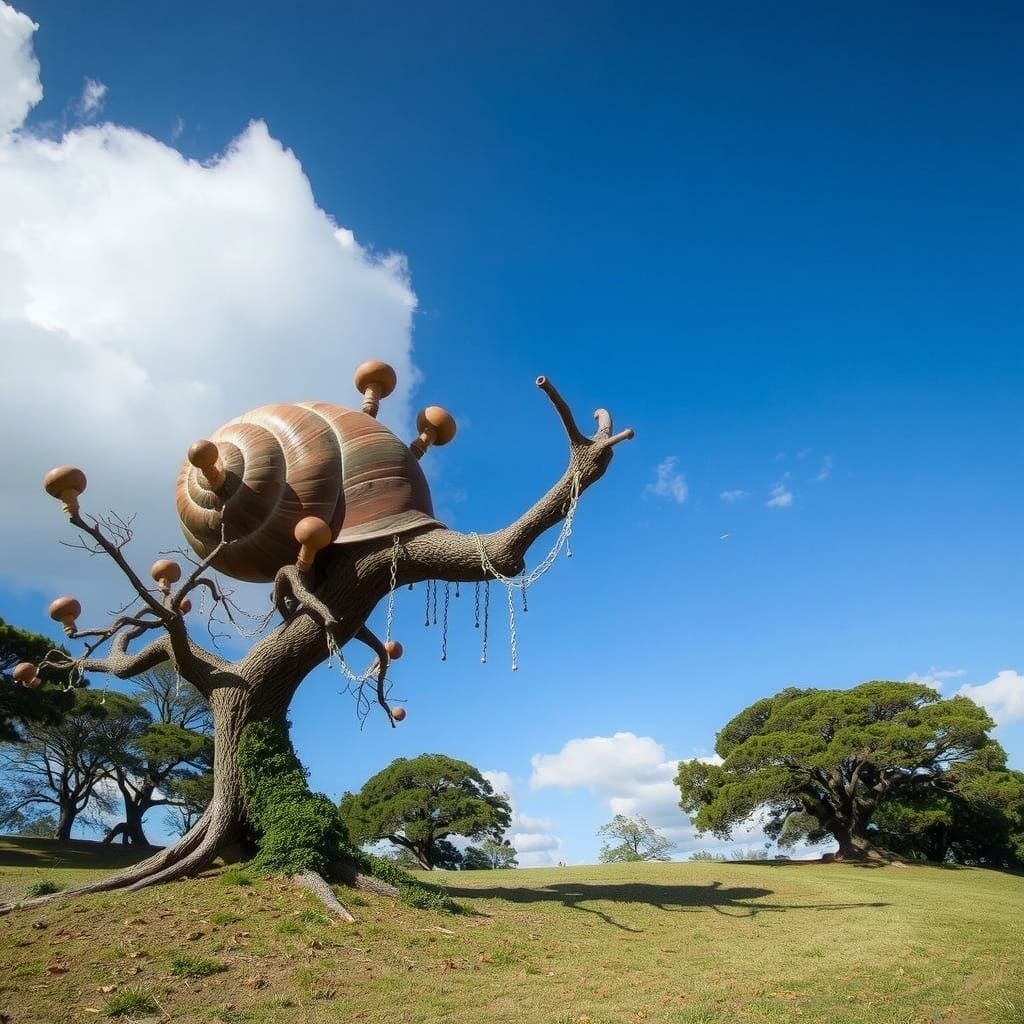 Surreal Snail Tree of Life, Surrealist Style