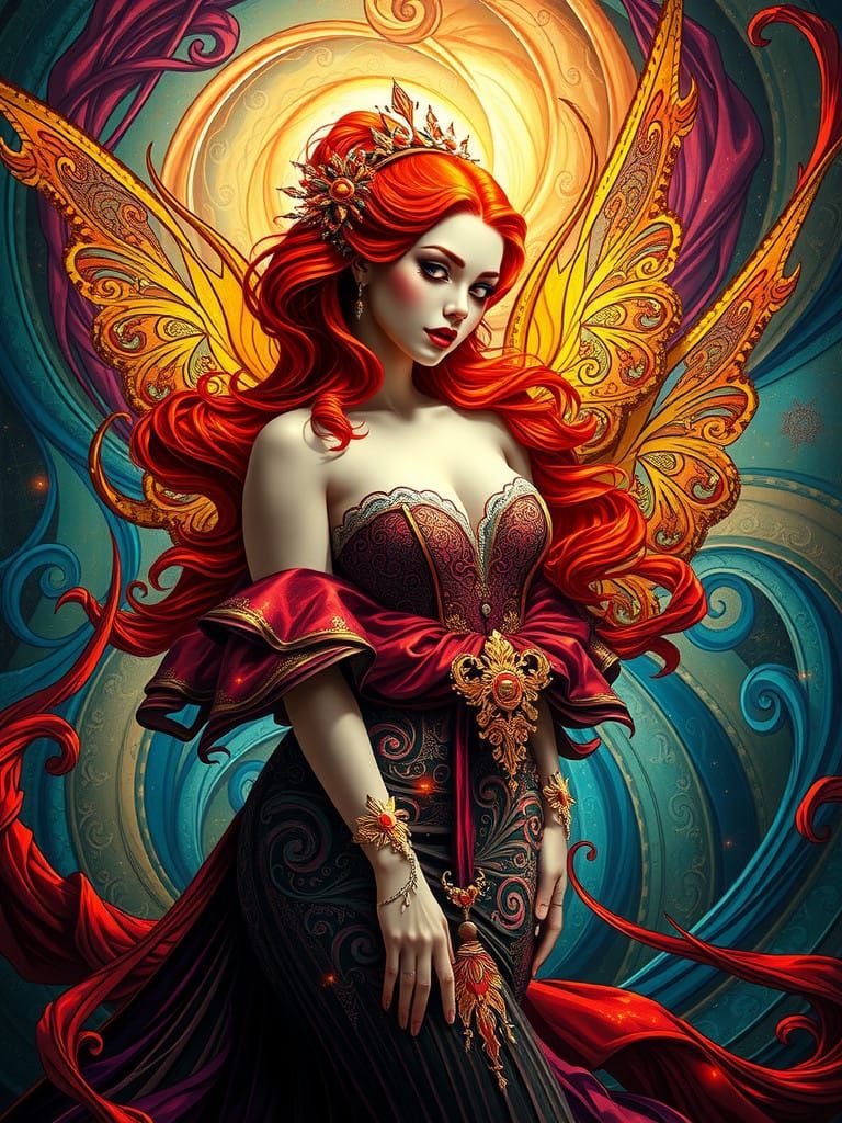 Surreal Gothic Fairy in a Whirlpool of Hallucinatory Colors