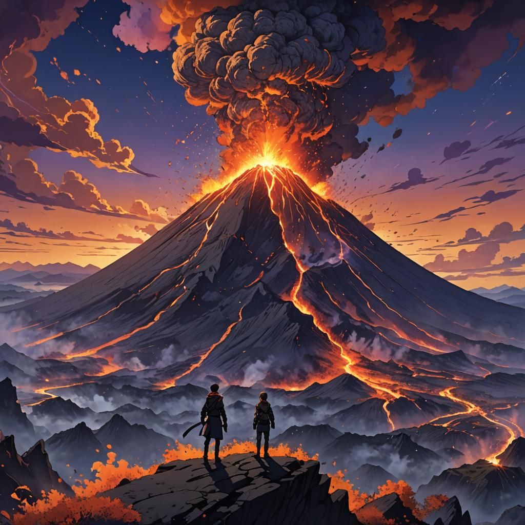Anime Volcano Eruption Key Visual